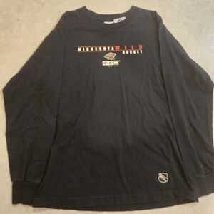 Minnesota Wild CCM Youth Black Lomg Sleeved T-Shirt. Youth XL.